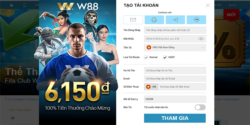 Đăng Ký WW88 Nhanh Chóng – An Toàn – Nhận Ưu Đãi Cực Hấp Dẫn Điền thông tin đăng ký WW88 theo mẫu biểu