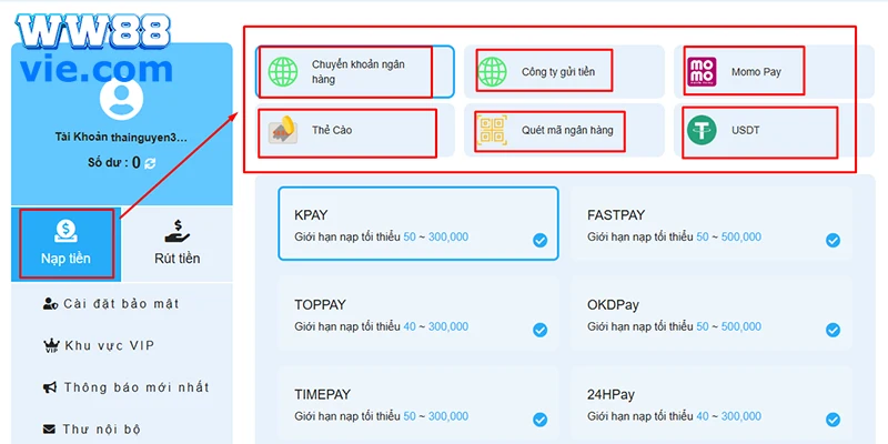 Nạp Tiền WW88: Hướng Dẫn Chi Tiết, An Toàn Và Hiệu Quả Cho Người Mới Những hình thức nạp tiền WW88 tiện lợi nhất